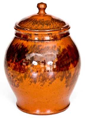 Outstanding I. BELL (John Bell, Waynesboro, PA) Redware Lidded Jar