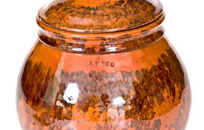Outstanding I. BELL (John Bell, Waynesboro, PA) Redware Lidded Jar
