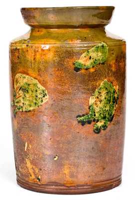 Fine Redware Jar w/ Copper Slip, attrib. Nathaniel Seymour, West Hartford, CT