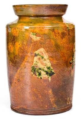 Fine Redware Jar w/ Copper Slip, attrib. Nathaniel Seymour, West Hartford, CT