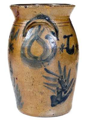 Extremely Rare Miniature Jane Lew, West Virginia, Stoneware Churn w/ Elaborate Decoration