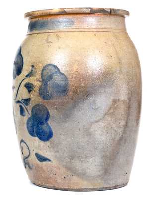 2 Gal. Pruntytown, WV Stoneware Jar with Profuse Floral Decoration
