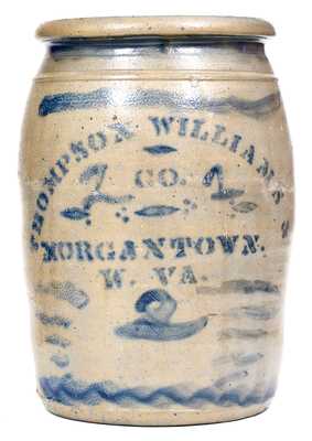 2 Gal. THOMPSON, WILLIAMS & CO. / MORGANTOWN, W. VA Stoneware Jar