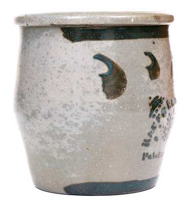 Rare RAGER, LLOYD & CO. / Palatine, W. VA Stoneware Cream Jar w/ Brown Slip Decoration