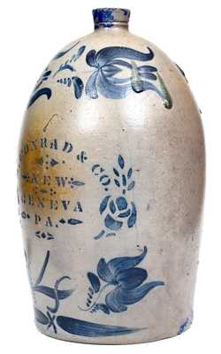 Outstanding 4 Gal. A. CONRAD & CO. / NEW GENEVA, PA Stoneware Jug
