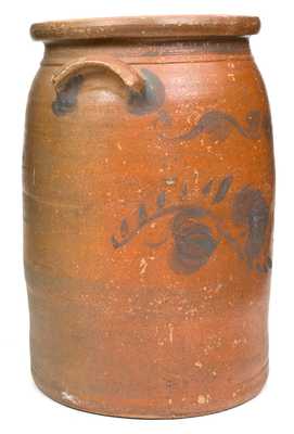 Rare 10 Gal. Stoneware Jar with Floral Decoration att. Palatine, WV