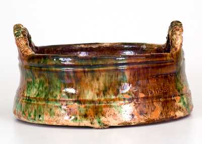 Outstanding S. BELL & SON / STRASBURG, VA Multi-Glazed Redware Butter Tub