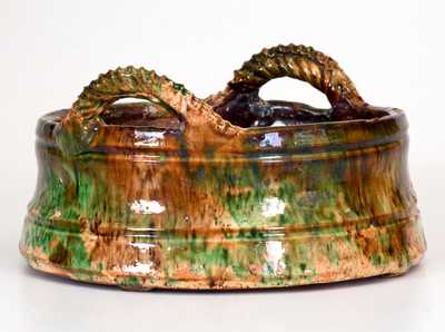 Outstanding S. BELL & SON / STRASBURG, VA Multi-Glazed Redware Butter Tub