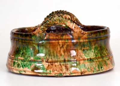 Outstanding S. BELL & SON / STRASBURG, VA Multi-Glazed Redware Butter Tub