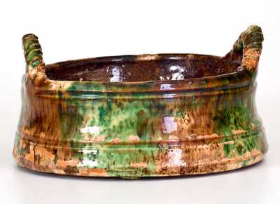 Outstanding S. BELL & SON / STRASBURG, VA Multi-Glazed Redware Butter Tub