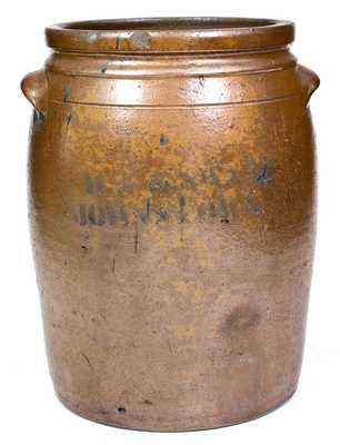 Rare 4 Gal. H. & S. SWANK / JOHNSTOWN, PA Stoneware Crock w/ Floral Decoration