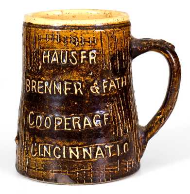 Rare Rustic Redware Mug w/ Cincinnati, OH Advertising