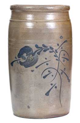 1 Gal. West Virginia Stoneware Jar with Slip-Trailed Floral Decoration