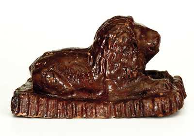 Stoneware Reclining Lion Figure,Western PA or WV origin