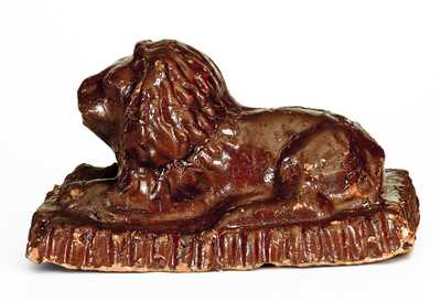 Stoneware Reclining Lion Figure,Western PA or WV origin