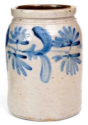 Attrib. Henry Remmey, Philadelphia, PA Stoneware Jar w/ Floral Decoration, circa 1850