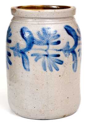 Attrib. Henry Remmey, Philadelphia, PA Stoneware Jar w/ Floral Decoration, circa 1850