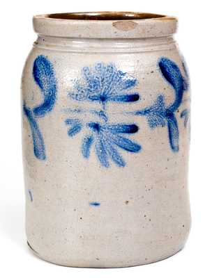 Attrib. Henry Remmey, Philadelphia, PA Stoneware Jar w/ Floral Decoration, circa 1850