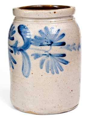 Attrib. Henry Remmey, Philadelphia, PA Stoneware Jar w/ Floral Decoration, circa 1850