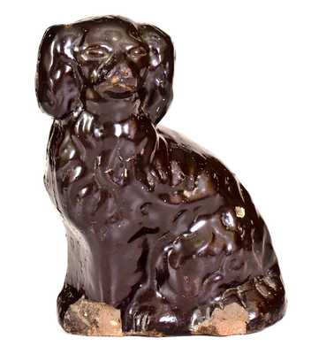  Jane Lew, WV Albany Slip Stoneware Spaniel, Inscribed 