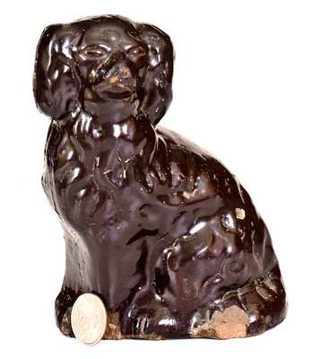  Jane Lew, WV Albany Slip Stoneware Spaniel, Inscribed 