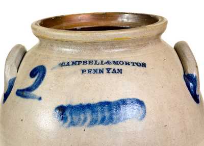 Extremely Rare CAMPBELL & MORTON / PENN YAN Stoneware Jar w/ Cobalt Decoration
