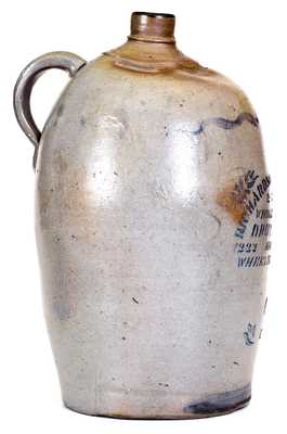 2 Gal. Western PA Stoneware Jug with WHEELING, W. VA Advertising