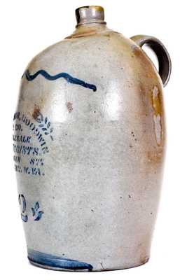 2 Gal. Western PA Stoneware Jug with WHEELING, W. VA Advertising