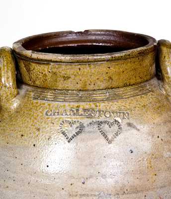 2 Gal. CHARLESTOWN (Boston) Stoneware Jar with Hearts Decoration