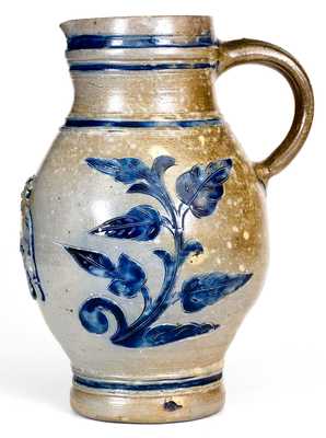 Wingender Pottery, Haddonfield, NJ Stoneware Pitcher w/ Applied King Gambrinus