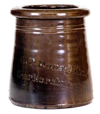 A. P. DONAGHHO / PARKERSBURG, WV Albany Slip Stoneware