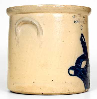 Very Rare WEST TROY / N.Y. / POTTERY Stoneware Crock w/ Cobalt Pointing Hand