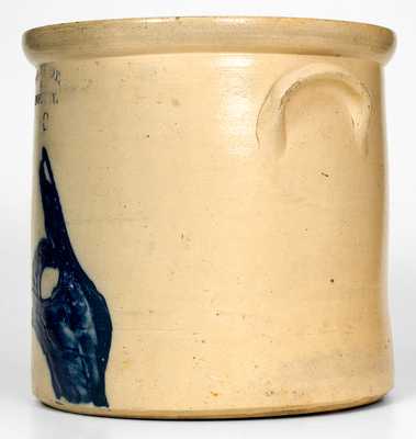 Very Rare WEST TROY / N.Y. / POTTERY Stoneware Crock w/ Cobalt Pointing Hand