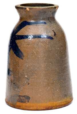 Unusual Western PA or WV Stoneware Canning Jar w/ Folky Cobalt Decoration