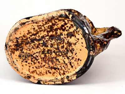 Unusual Rockingham Owl Pitcher Inscribed "The Owl Jug"