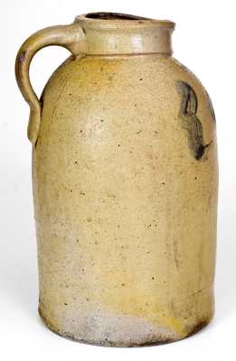 Roseville, OH Stoneware Handled Canning Jar w/ Cobalt Apple Decoration