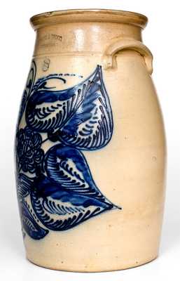 Exceptional WHITE & WOOD / BINGHAMTON, NY 8 Gal. Stoneware Churn w/ Extensive Decoration