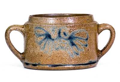 Extremely Rare and Important Colonial Manhattan Stoneware Sugar Bowl