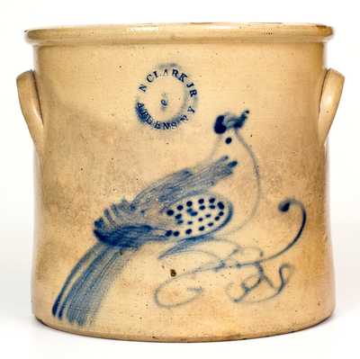 N CLARK JR / ATHENS NY Three-Gallon Stoneware Bird Crock