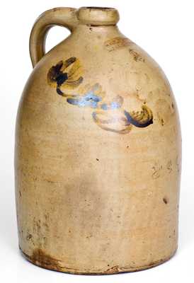 Unusual WM. E. WARNER / MANUFACTORY (West Troy, NY) Stoneware Jug w/ Ochre
