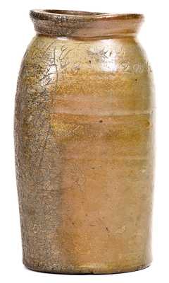 Rare Stoneware Canning Jar with Incised Pottery Price List, Ohio River Valley, possibly WV