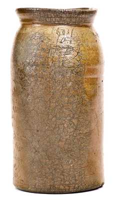 Rare Stoneware Canning Jar with Incised Pottery Price List, Ohio River Valley, possibly WV