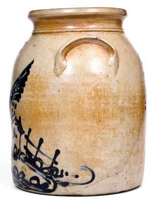 Rare FORT EDWARD / POTTERY CO Stoneware Jar w/ Chicken-Pecking-Corn Scene