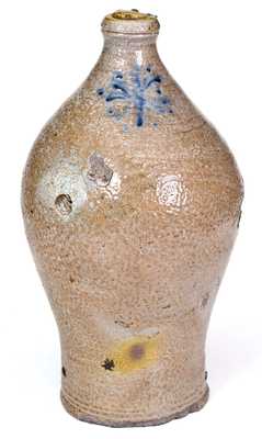 Very Unusual 1/2 Gal. Abraham Mead, Greenwich, CT, Stoneware Jug, circa 1795