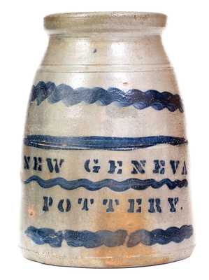 NEW GENEVA POTTERY (Pennsylvania) Stoneware Canning Jar w/ Striped Decoration