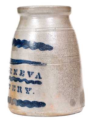 NEW GENEVA POTTERY (Pennsylvania) Stoneware Canning Jar w/ Striped Decoration