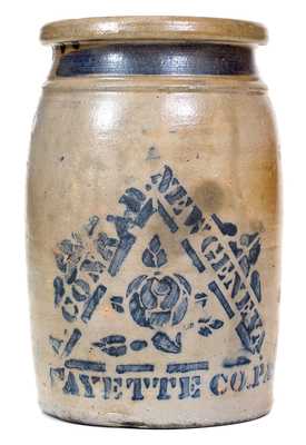 A. CONRAD / NEW GENEVA / FAYETTE CO. PA Stoneware Jar w/ Stenciled Rose Decoration