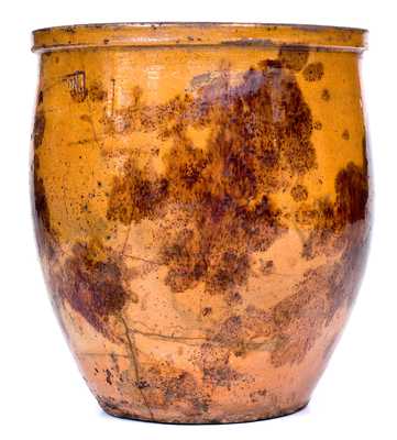 Scarce S. BELL & SON / STRASBURG, VA Redware Cream Jar w/ Manganese Decoration