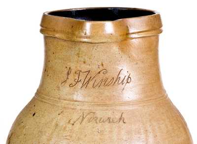 Rare Stoneware Pitcher w/ Incised Signature