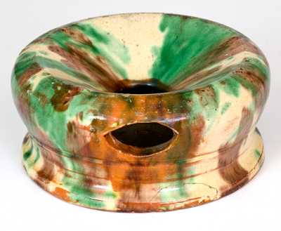 Multi-Glazed Redware Spittoon with Vibrant Glaze, Strasburg, VA, circa 1890